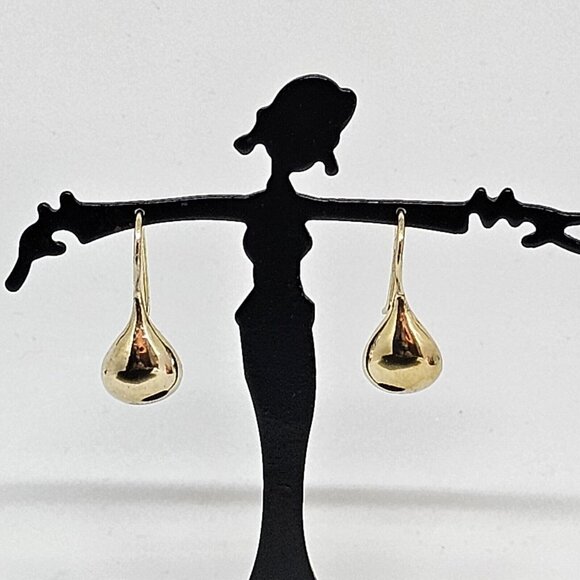 925 Sterling Silver Vermeil - Gold Plated Teardrop Drop Earrings - Picture 5 of 9